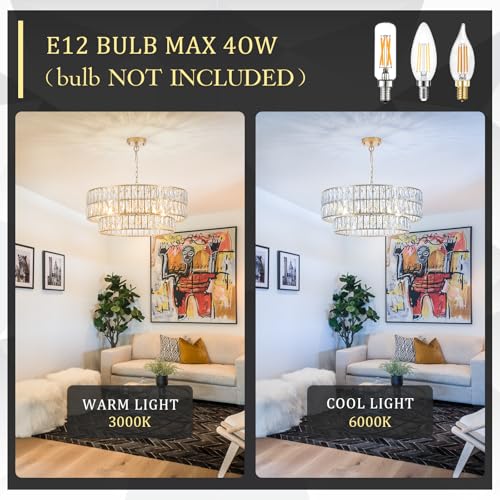Gold Crystal Chandelier 24" 8
