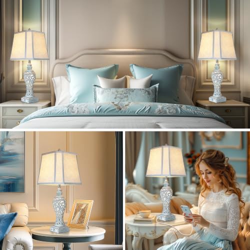 Bedside Table Lamps Set of 2 with Night Lights (2 Count)
