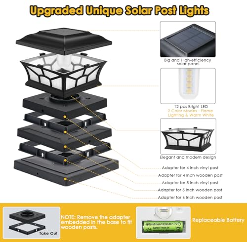 4 Pack Solar Post Cap Lights Outdoor
