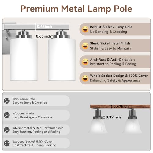 4 Light Brushed Nickel Bathroom Light Fixtures Over Mirror 27 Inches