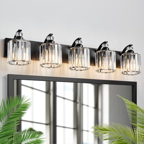5 Light Black Bathroom Light Fixture Modern Vanity Lights Over Mirror Vintage Wall Sconce Lighting for Bathroom