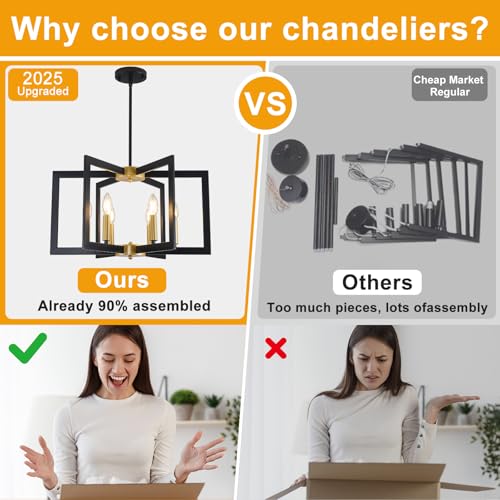 22" Black and Gold Chandelier (6 Count)