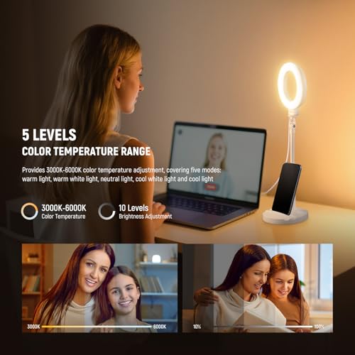 BASICS 5" 13cm Desk Ring Light with Stand