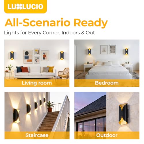 Black & Gold Up & Down Indoor Outdoor LED Wall Sconce (Black and Gold / 1 pack)