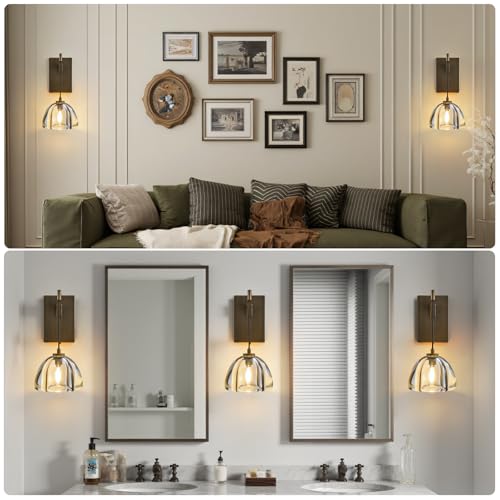 Crystal Brass Dome Wall Sconce