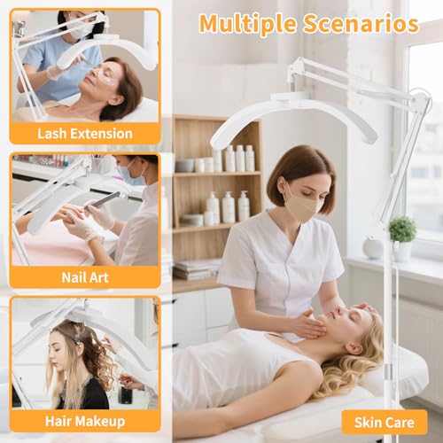 2-in-1 Lash Light, 2026 Upgraded Professional LED Half Moon Lamp