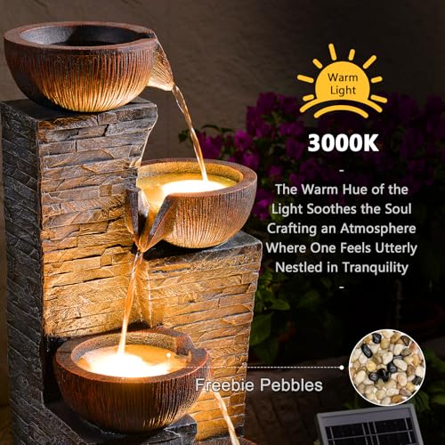 Water Fountain 4 Tiers Outdoor Stone Texture Garden Fountains