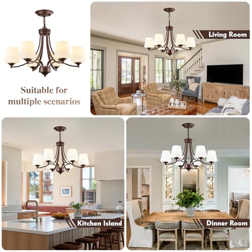 Oil Rubbed Bronze Farmhouse Chandelier for Dining Room Hanging Lighting Fixtures 6