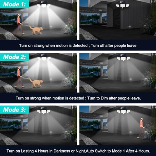 Solar Outdoor Lights 2500LM 210 LED Security Lights with Remote Control (4 Count)
