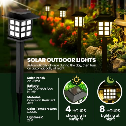 Solar Lights Outdoor Waterproof 8 Pack (8 Count)