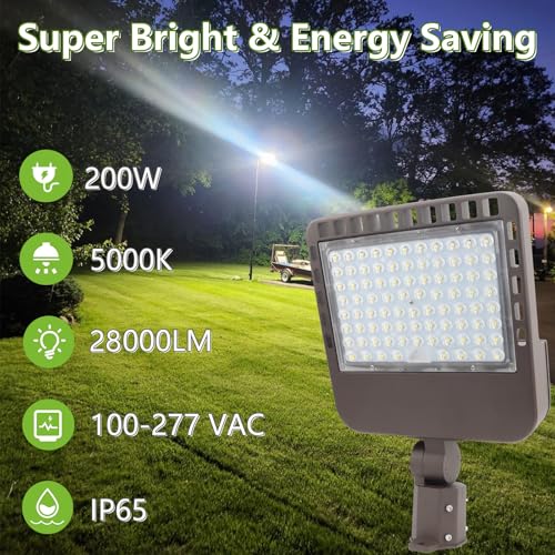 2PACK 200W LED Parking Lot Light with Dusk to Dawn Photocell (2 Count)
