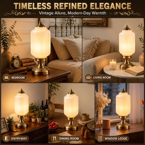 Vintage Table Lamp with Milk Glass Shade (Milk White)