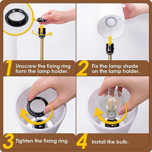 Bedside Lamp with USB A+C Charging Ports Set of Two