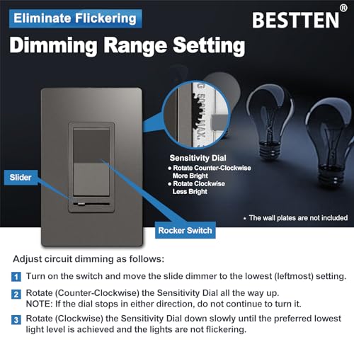 5 Pack Matte Brown Dimmer Light Switch (5 Count)