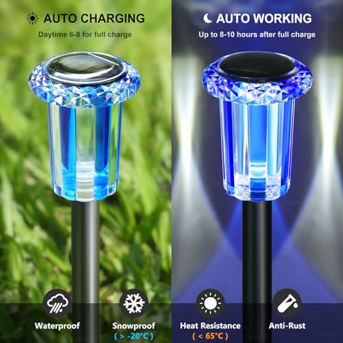 Outdoor Solar Lights Waterproof 10 Pack Color LED Christmas Decor (10 Count)