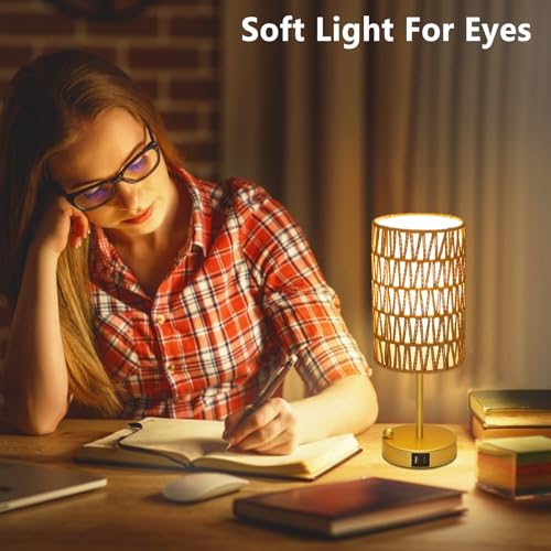 Gold Table Lamp for Bedroom with Bulb