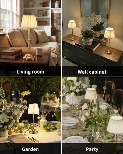 Gold Cordless Portable LED Table Lamp