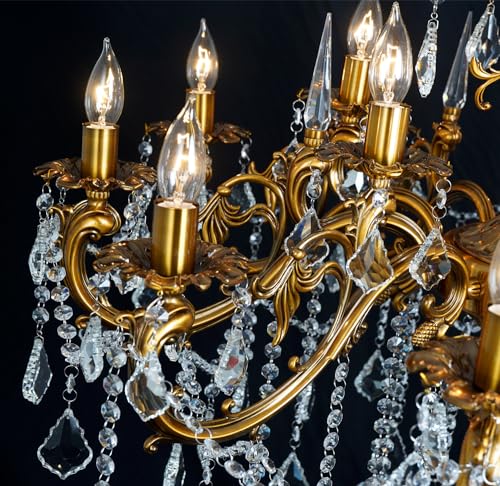 Modern Crystal Chandelier Antique Gold Chandelier Luxury 36.4"