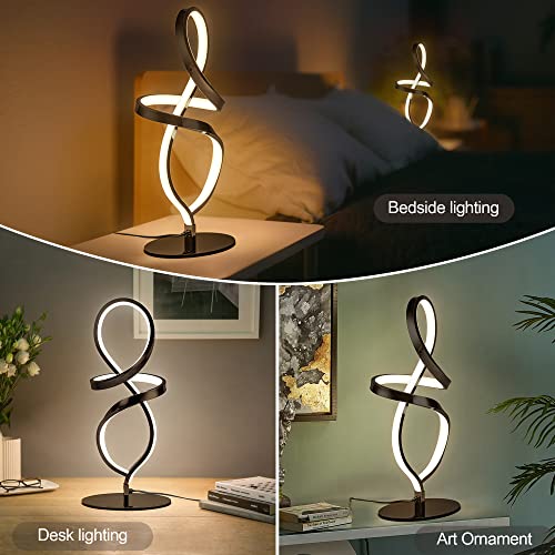 Modern Small Table Lamp with LED Spiral Design