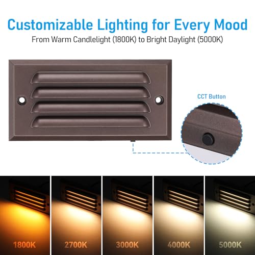 12 Pack 5CCT 6 Inch Low Voltage LED Step Lights Outdoor (12 Count)