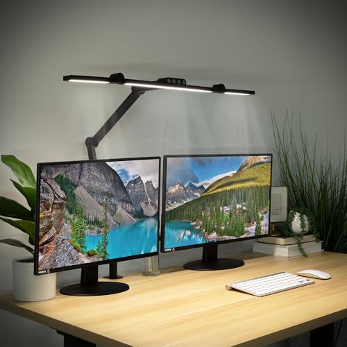 LED Desk Lamp with Adjustable Swing Arms and Clamp Base