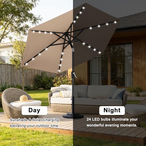 Solar Led Patio Umbrella with 24 Lights 7.5FT