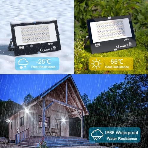 LED Flood Light Outdoor 800W Equivalent 8000LM (4 Count)