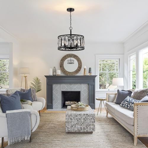 Modern Black Crystal Chandeliers for Dining Room