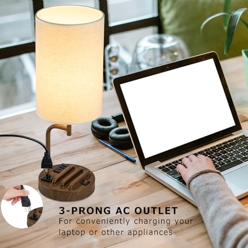Table Lamp with 3 USB Charging Ports (2 Count)