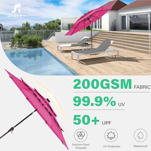 9 ft 3 Tier Outdoor LED Lighted Patio Umbrella w