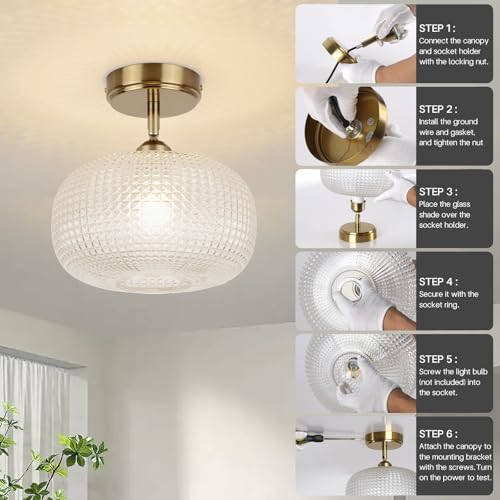 Glass Semi Flush Mount Ceiling Light Fixture