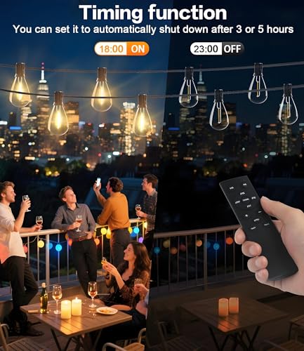 50FT LED Outdoor String Lights with Remote