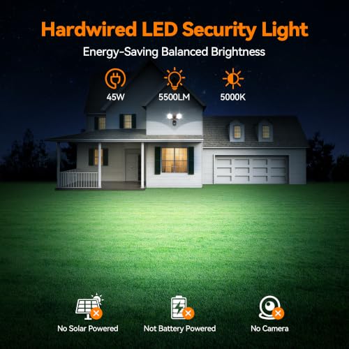 45W 5500LM PIR Motion Sensor Outdoor Lights
