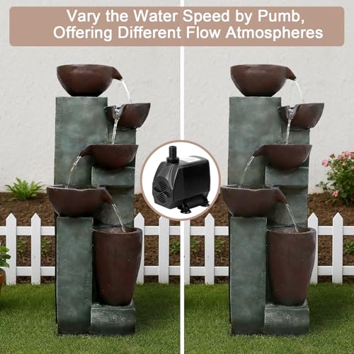 39.7" Tall Outdoor Water Fountain and Waterfalls