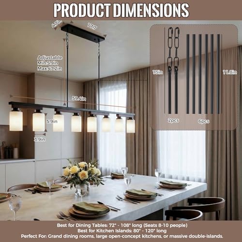8 Light Black Linear Chandelier