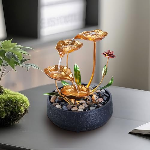 Tabletop Water Fountain Metal Lotus Circulating Fountain