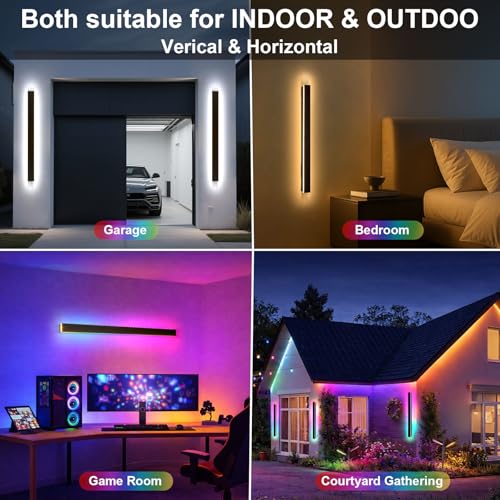 Modern Outdoor RGB Wall Lights (2 Count)