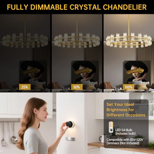 40 Light Dia 42" Gold Large Crystal Chandeliers for Dining Room Over Table