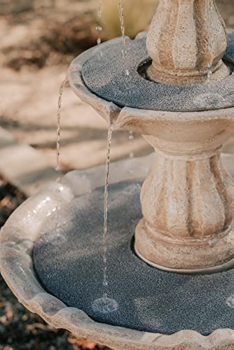 51" 3 Tier Outdoor Freestanding Waterfall Fountain with Pump and Pineapple Finial