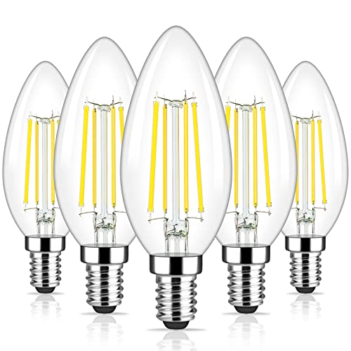 E12 Candelabra LED Light Bulbs 60 Watt Equivalent (5 Count)