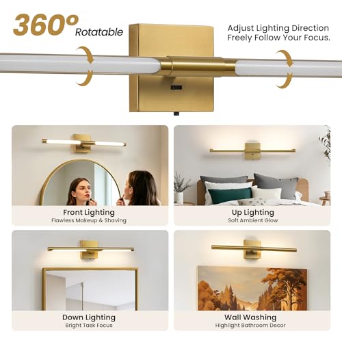 Modern Gold Bathroom Vanity Light