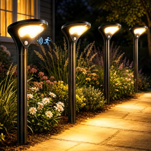 400LM Solar Pathway Lights with Motion Sensor (4 Count)
