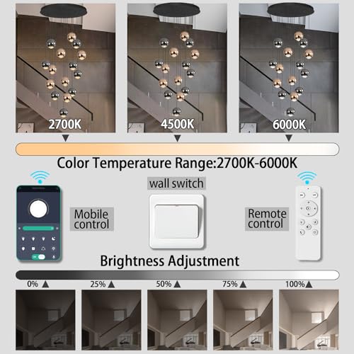 Chandeliers for Dining Room Flush Mount Dimmable Round Ceiling Light for Living Room 15 Lights Crystal Raindrop Chandelier D24''xH118''