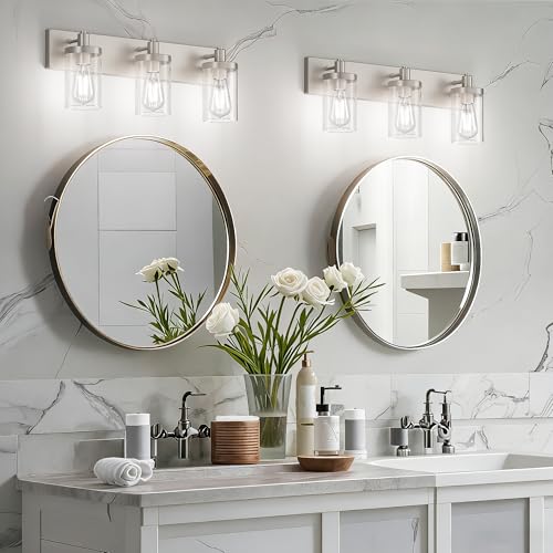 Brushed Nickel Bathroom Light Fixtures 3 Lights Vanity Light for Bathroom Lighting Fixtures Over Mirror