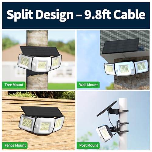 Solar Flood Lights Outdoor Waterproof 1200LM Dual Motion Sensor (2 Count)