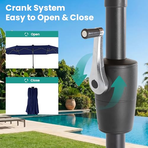 13FT Large Double Sided Patio Umbrella with Solar Lights