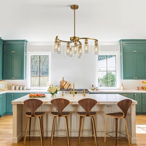 9 Light Gold Glass Chandelier