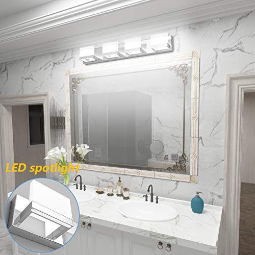 4 Lights LED Modern Vanity Light Chrome Bathroom Lighting Fixture Up and Down Bathroom Wall Light Over Mirror