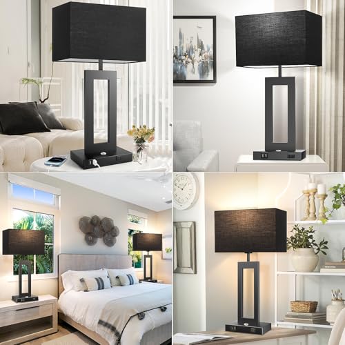 27.2’’ Tall Black Table Lamps for Living Room Bedroom (2 Count)