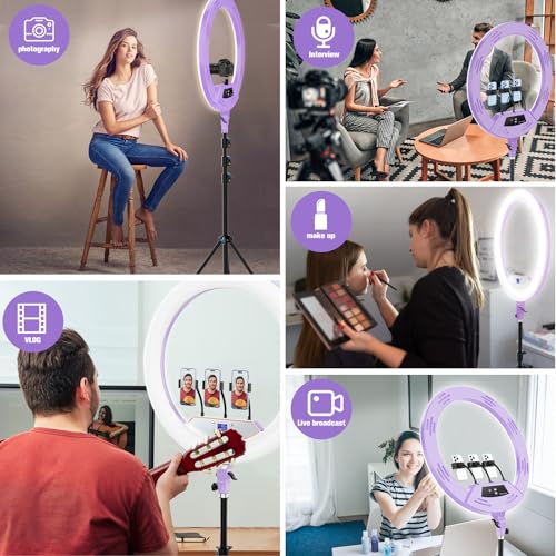 Purple 22" Ring Light for iPad iPhone with 75" Tripod Stand Barber